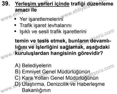 20 Mayıs 2017 Tarihli Sürücü Adayları Sınavı N Kitapçığı 1. Oturum 39. Soru