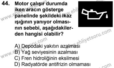 20 Mayıs 2017 Tarihli Sürücü Adayları Sınavı N Kitapçığı 1. Oturum 44. Soru