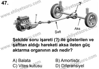 20 Mayıs 2017 Tarihli Sürücü Adayları Sınavı N Kitapçığı 1. Oturum 47. Soru