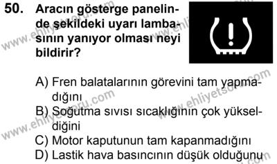 20 Mayıs 2017 Tarihli Sürücü Adayları Sınavı N Kitapçığı 1. Oturum 50. Soru