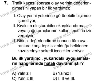 20 Mayıs 2017 Tarihli Sürücü Adayları Sınavı N Kitapçığı 2. Oturum 7. Soru