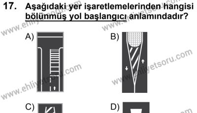 20 Mayıs 2017 Tarihli Sürücü Adayları Sınavı N Kitapçığı 2. Oturum 17. Soru
