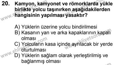 20 Mayıs 2017 Tarihli Sürücü Adayları Sınavı N Kitapçığı 2. Oturum 20. Soru