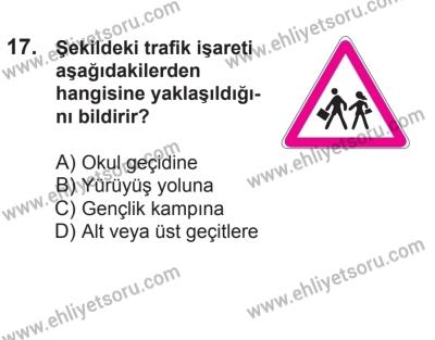 21 Nisan 2018 Tarihli Sürücü Adayları Sınavı K Kitapçığı 17. Soru