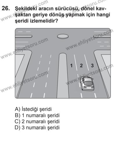 21 Nisan 2018 Tarihli Sürücü Adayları Sınavı K Kitapçığı 26. Soru