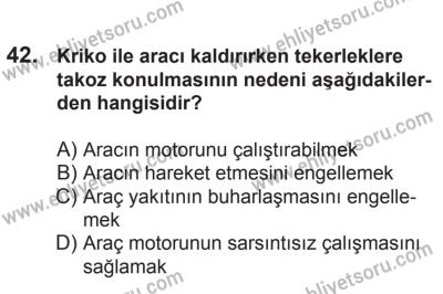 21 Nisan 2018 Tarihli Sürücü Adayları Sınavı K Kitapçığı 42. Soru