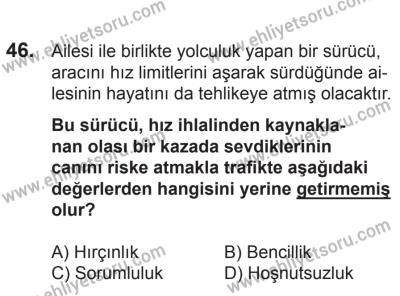 21 Nisan 2018 Tarihli Sürücü Adayları Sınavı K Kitapçığı 46. Soru