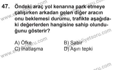 21 Nisan 2018 Tarihli Sürücü Adayları Sınavı K Kitapçığı 47. Soru