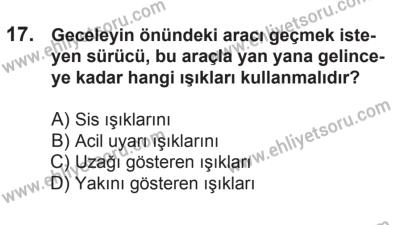 21 Nisan 2018 Tarihli Sürücü Adayları Sınavı L Kitapçığı 17. Soru