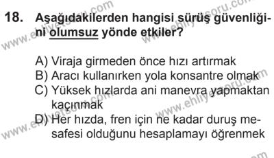 21 Nisan 2018 Tarihli Sürücü Adayları Sınavı L Kitapçığı 18. Soru