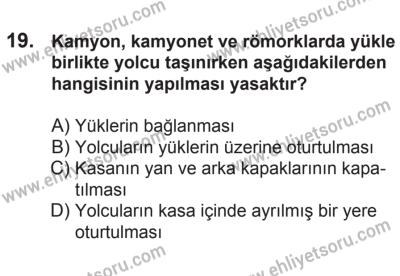 21 Nisan 2018 Tarihli Sürücü Adayları Sınavı L Kitapçığı 19. Soru