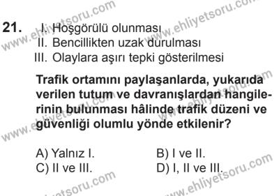 21 Nisan 2018 Tarihli Sürücü Adayları Sınavı L Kitapçığı 21. Soru