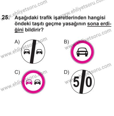 21 Nisan 2018 Tarihli Sürücü Adayları Sınavı L Kitapçığı 25. Soru