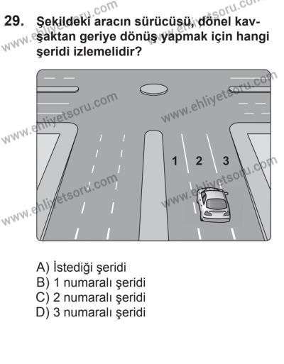 21 Nisan 2018 Tarihli Sürücü Adayları Sınavı L Kitapçığı 29. Soru