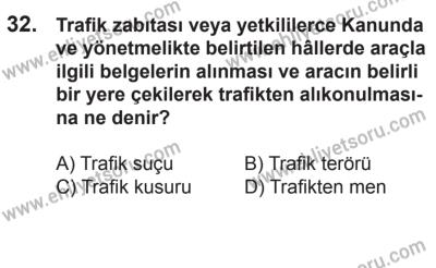 21 Nisan 2018 Tarihli Sürücü Adayları Sınavı L Kitapçığı 32. Soru