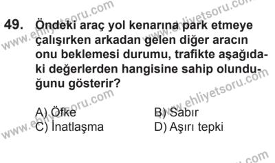 21 Nisan 2018 Tarihli Sürücü Adayları Sınavı L Kitapçığı 49. Soru