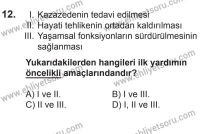 21 Nisan 2018 Tarihli Sürücü Adayları Sınavı M Kitapçığı 12. Soru