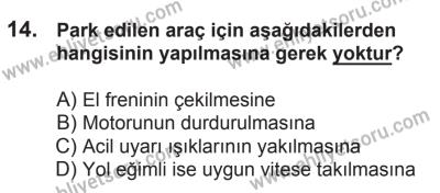 21 Nisan 2018 Tarihli Sürücü Adayları Sınavı M Kitapçığı 14. Soru