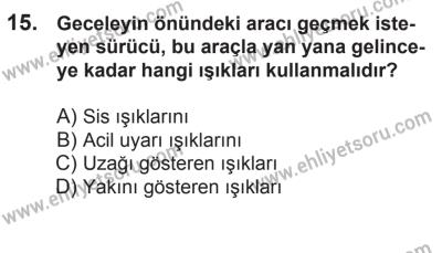 21 Nisan 2018 Tarihli Sürücü Adayları Sınavı M Kitapçığı 15. Soru