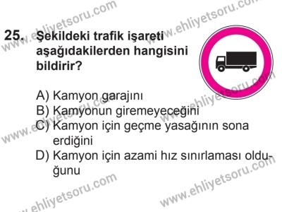 21 Nisan 2018 Tarihli Sürücü Adayları Sınavı M Kitapçığı 25. Soru