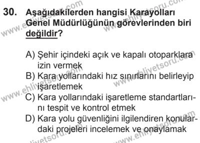 21 Nisan 2018 Tarihli Sürücü Adayları Sınavı M Kitapçığı 30. Soru