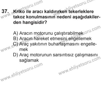 21 Nisan 2018 Tarihli Sürücü Adayları Sınavı M Kitapçığı 37. Soru