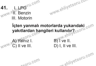 21 Nisan 2018 Tarihli Sürücü Adayları Sınavı M Kitapçığı 41. Soru