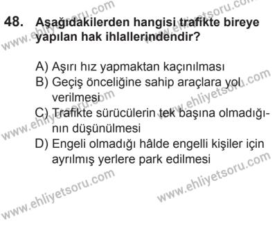 21 Nisan 2018 Tarihli Sürücü Adayları Sınavı M Kitapçığı 48. Soru