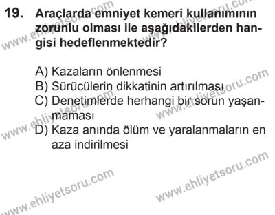 21 Nisan 2018 Tarihli Sürücü Adayları Sınavı N Kitapçığı 19. Soru