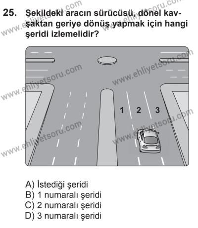 21 Nisan 2018 Tarihli Sürücü Adayları Sınavı N Kitapçığı 25. Soru