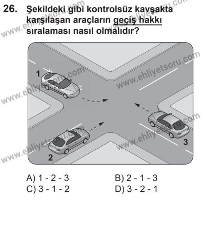 21 Nisan 2018 Tarihli Sürücü Adayları Sınavı N Kitapçığı 26. Soru