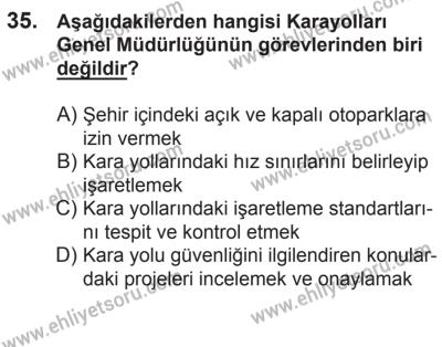 21 Nisan 2018 Tarihli Sürücü Adayları Sınavı N Kitapçığı 35. Soru