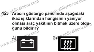 21 Nisan 2018 Tarihli Sürücü Adayları Sınavı N Kitapçığı 42. Soru
