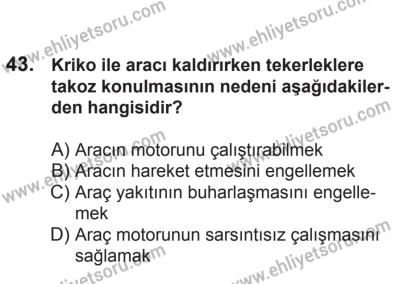 21 Nisan 2018 Tarihli Sürücü Adayları Sınavı N Kitapçığı 43. Soru