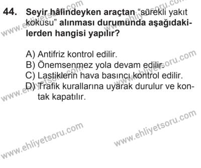 21 Nisan 2018 Tarihli Sürücü Adayları Sınavı N Kitapçığı 44. Soru