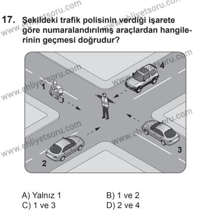 22 Mart 2015 Tarihli Sürücü Adayları Sınavı K Kitapçığı 17. Soru