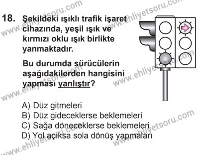 22 Mart 2015 Tarihli Sürücü Adayları Sınavı K Kitapçığı 18. Soru
