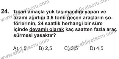 22 Mart 2015 Tarihli Sürücü Adayları Sınavı K Kitapçığı 24. Soru