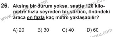22 Mart 2015 Tarihli Sürücü Adayları Sınavı K Kitapçığı 26. Soru