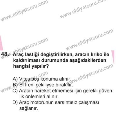 22 Mart 2015 Tarihli Sürücü Adayları Sınavı K Kitapçığı 48. Soru