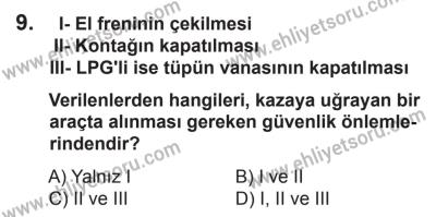 22 Mart 2015 Tarihli Sürücü Adayları Sınavı L Kitapçığı 9. Soru
