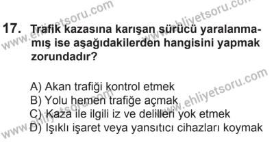 22 Mart 2015 Tarihli Sürücü Adayları Sınavı L Kitapçığı 17. Soru