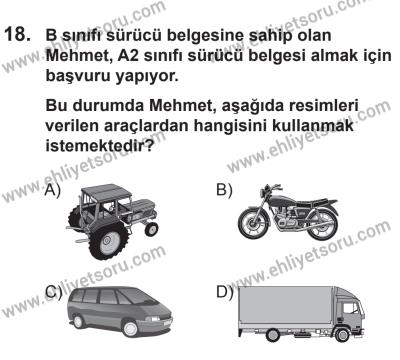 22 Mart 2015 Tarihli Sürücü Adayları Sınavı L Kitapçığı 18. Soru