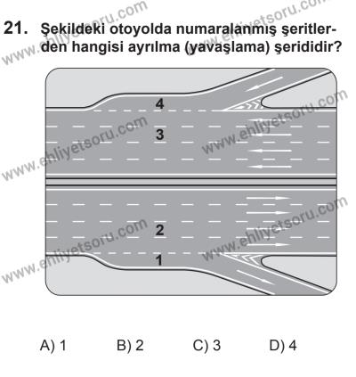 22 Mart 2015 Tarihli Sürücü Adayları Sınavı L Kitapçığı 21. Soru