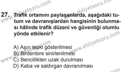 22 Mart 2015 Tarihli Sürücü Adayları Sınavı L Kitapçığı 27. Soru