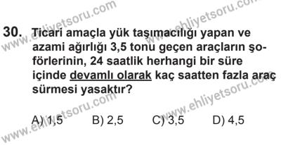 22 Mart 2015 Tarihli Sürücü Adayları Sınavı L Kitapçığı 30. Soru