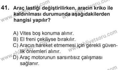 22 Mart 2015 Tarihli Sürücü Adayları Sınavı L Kitapçığı 41. Soru