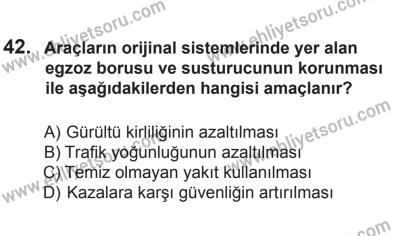 22 Mart 2015 Tarihli Sürücü Adayları Sınavı L Kitapçığı 42. Soru
