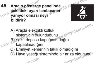22 Mart 2015 Tarihli Sürücü Adayları Sınavı L Kitapçığı 45. Soru