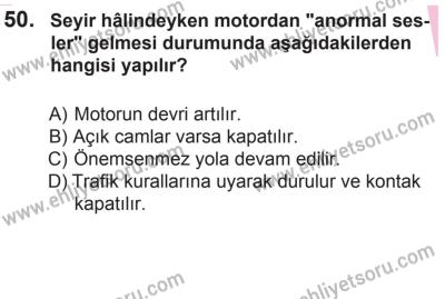 22 Mart 2015 Tarihli Sürücü Adayları Sınavı L Kitapçığı 50. Soru